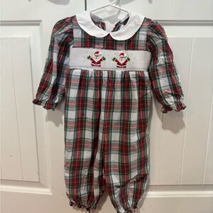 Smocked Santa holiday romper